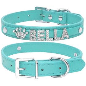 Bling Rhinestone Puppy Dog Collars Personalized Small Dogs Chihuahua (Color: Blue, size: XS)